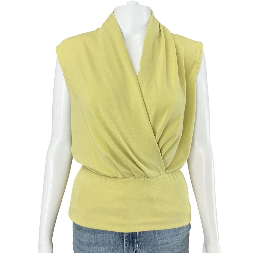 OGL Eco-Mousse Surplice Tuckable Tank Top‎ Size S Pastel Chartreuse Thermal  NEW